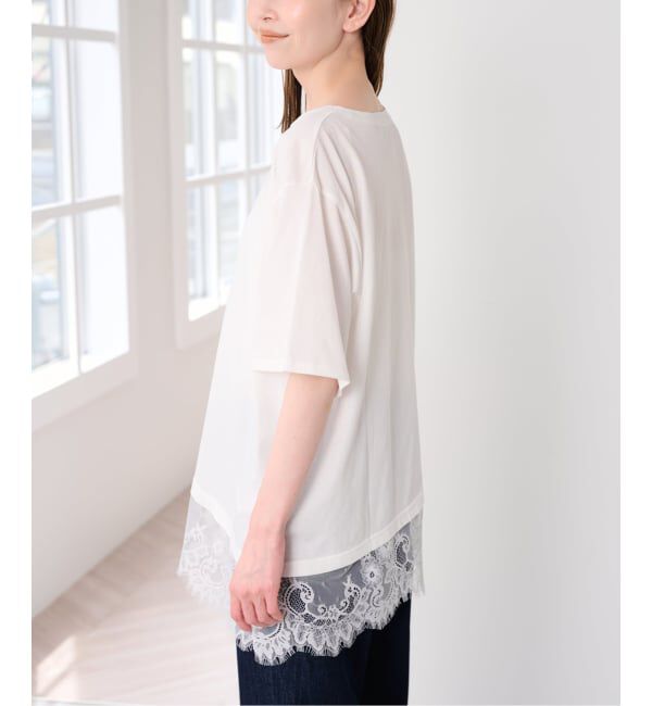 U by SPICK&SPAN「《追加》ハーフスリーブレースTEE」|Tシャツ・カットソー|