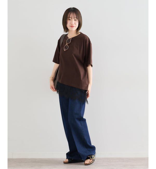 U by SPICK&SPAN「《追加》ハーフスリーブレースTEE」|Tシャツ・カットソー|