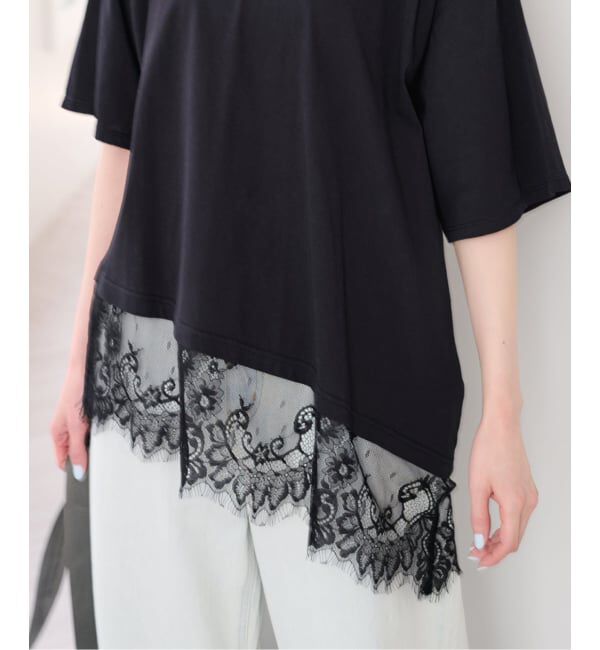U by SPICK&SPAN「《追加》ハーフスリーブレースTEE」|Tシャツ・カットソー|
