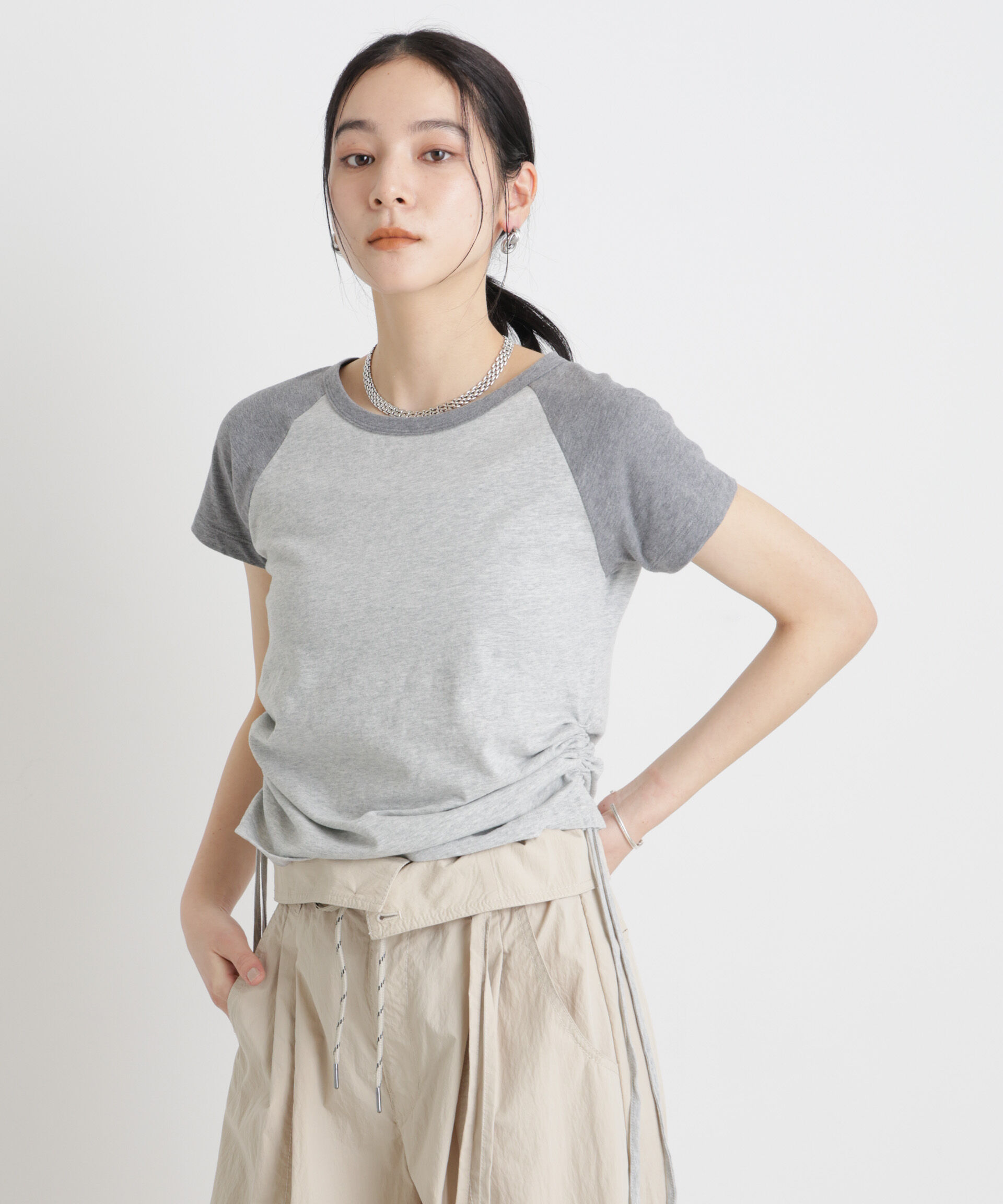 NANO universe「BOOKCLUB/別注 Raglan shirring shirts」|Tシャツ・カットソー|
