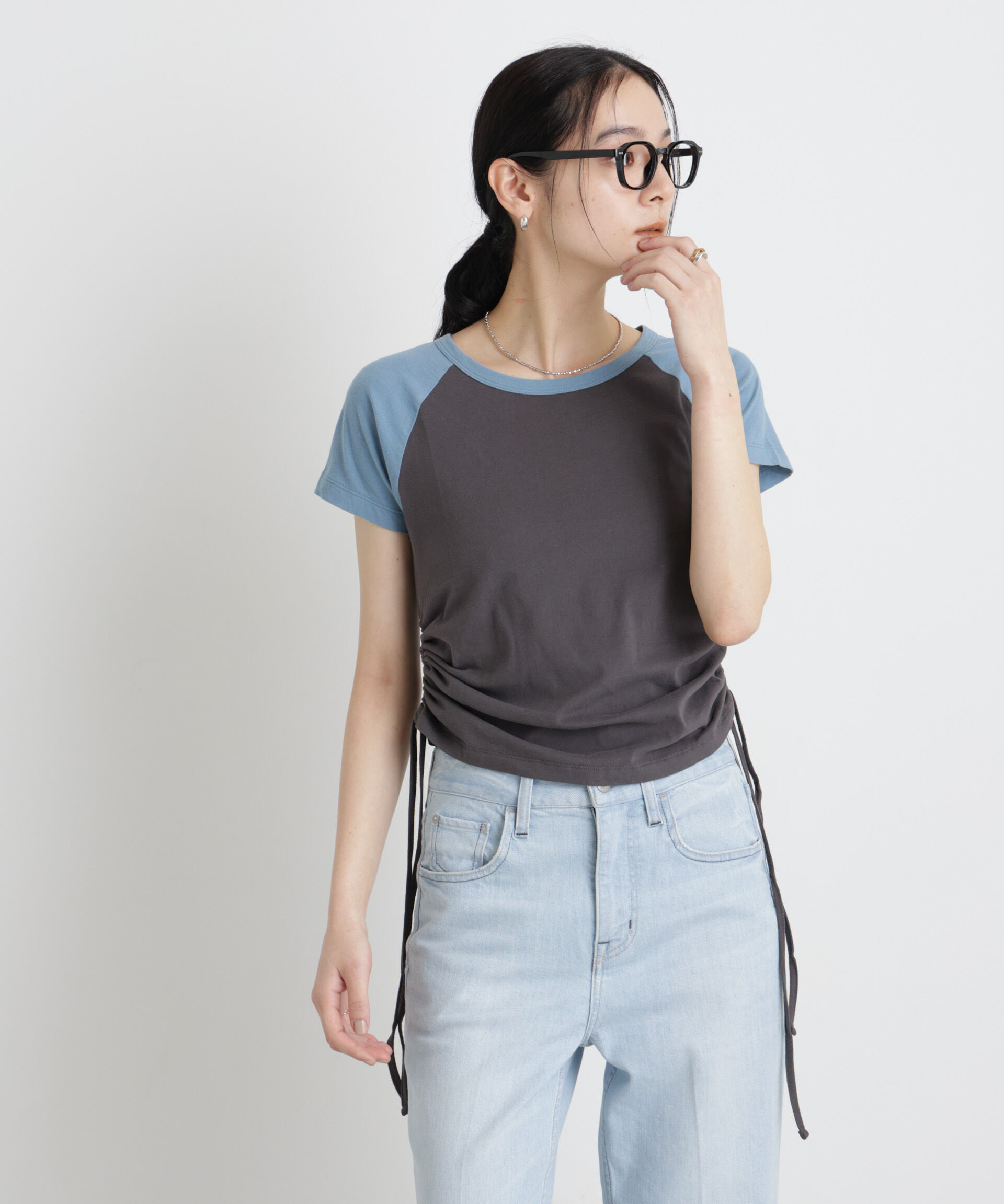 NANO universe「BOOKCLUB/別注 Raglan shirring shirts」|Tシャツ・カットソー|