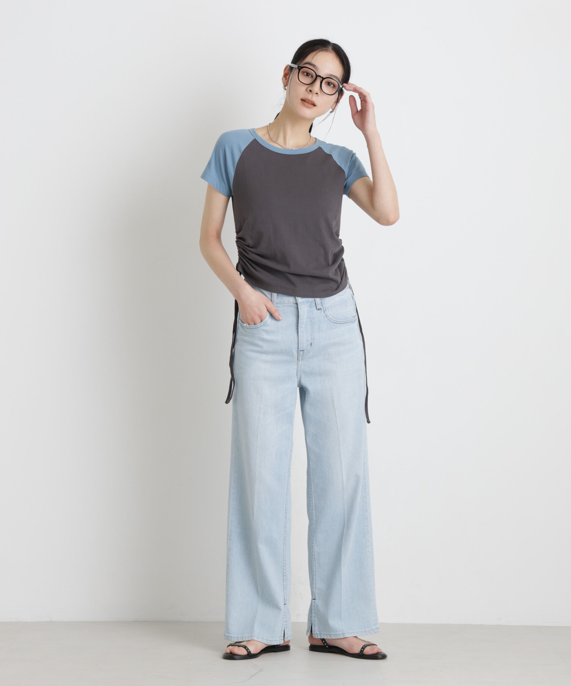 NANO universe「BOOKCLUB/別注 Raglan shirring shirts」|Tシャツ・カットソー|