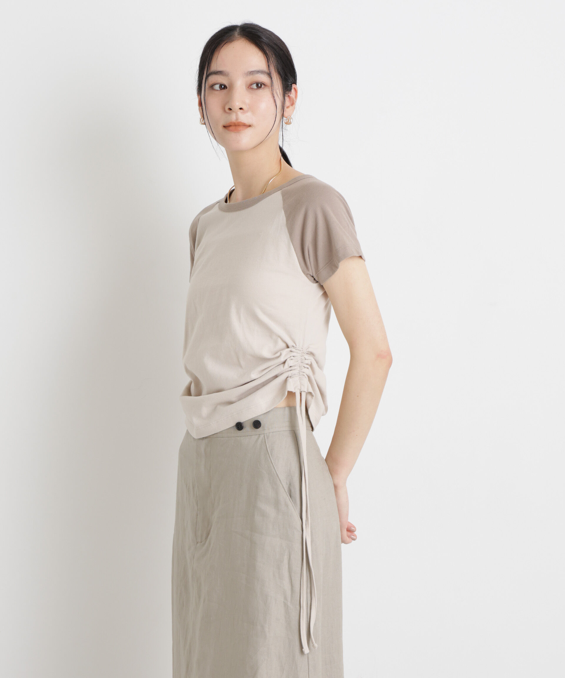 NANO universe「BOOKCLUB/別注 Raglan shirring shirts」|Tシャツ・カットソー|