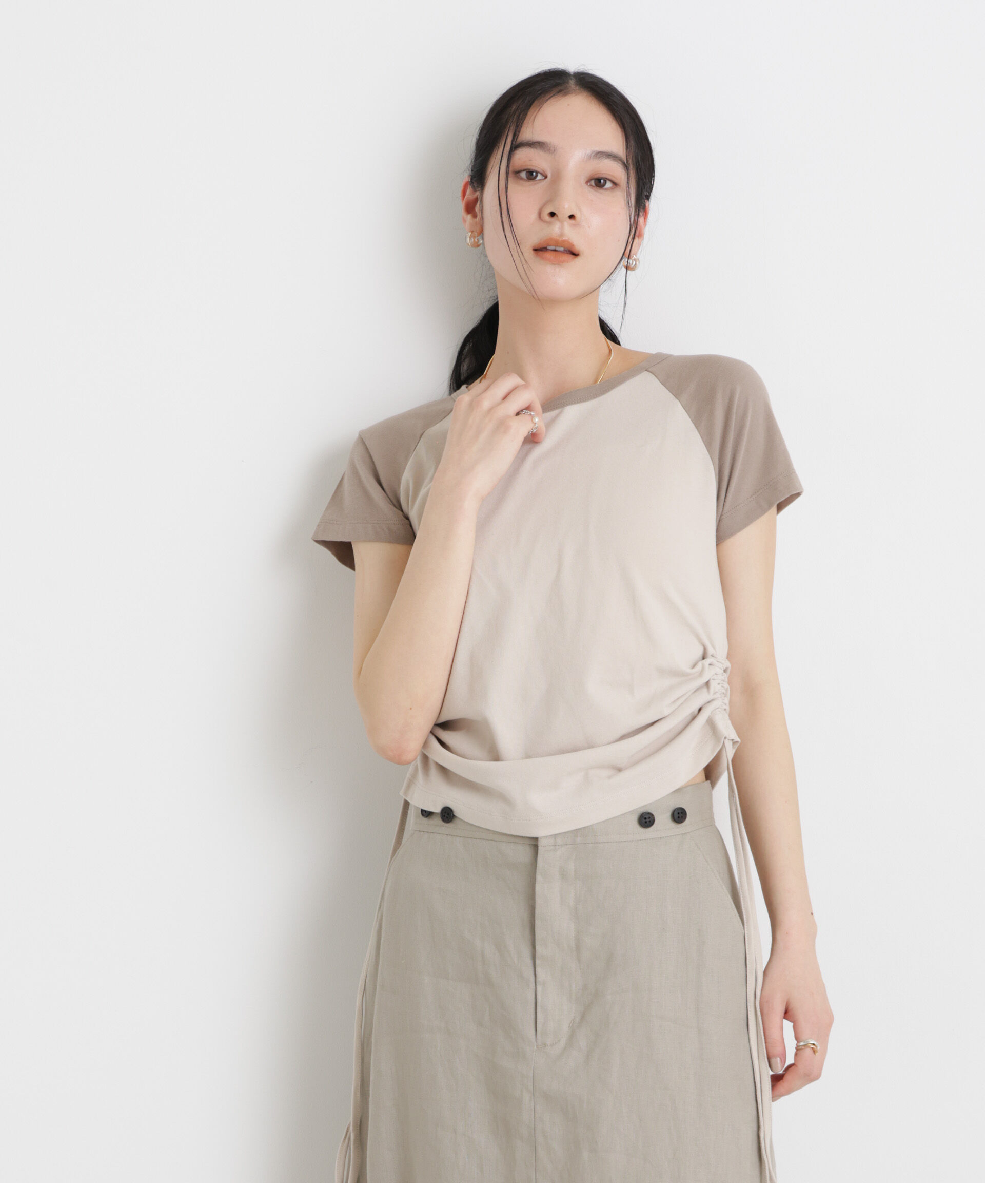 NANO universe「BOOKCLUB/別注 Raglan shirring shirts」|Tシャツ・カットソー|