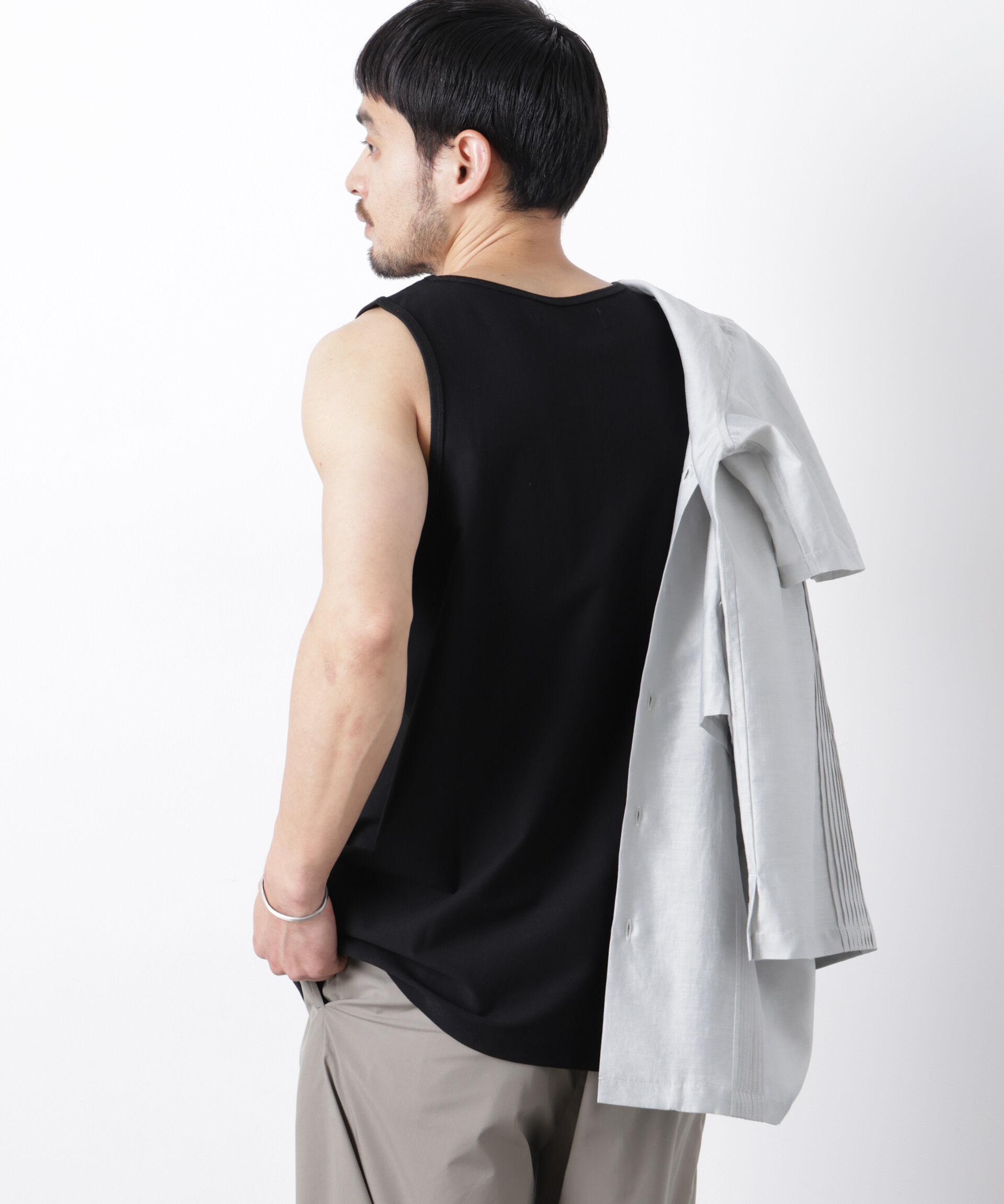 NANO universe「｢Meaningful Continuity｣coveross(R) ﾂｲﾙ調 冷感ﾌﾟﾚｰﾃｨﾝｸﾞ天竺 ﾀﾝ  」|Tシャツ・カットソー|
