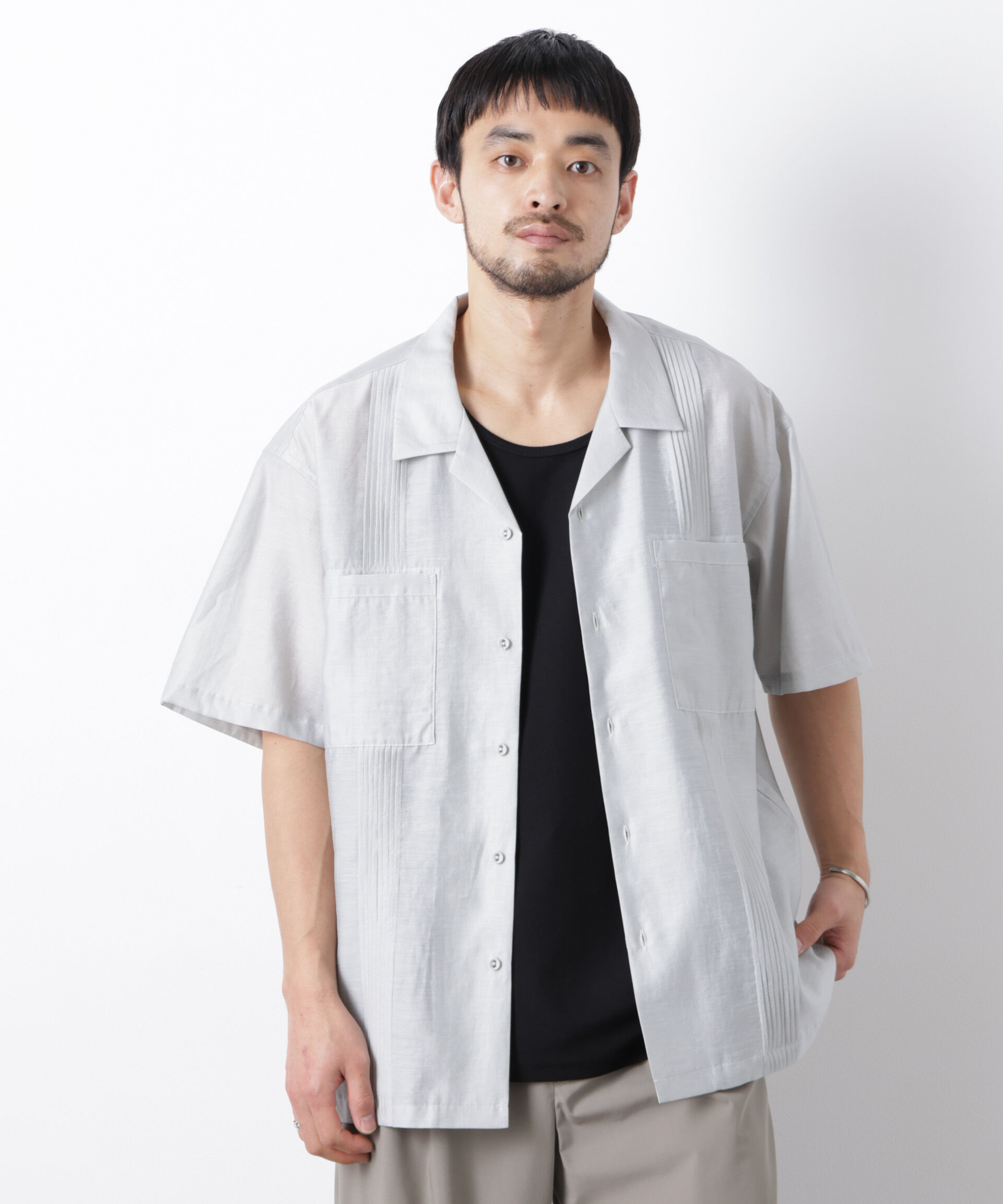 NANO universe「｢Meaningful Continuity｣coveross(R) ﾂｲﾙ調 冷感ﾌﾟﾚｰﾃｨﾝｸﾞ天竺 ﾀﾝ  」|Tシャツ・カットソー|