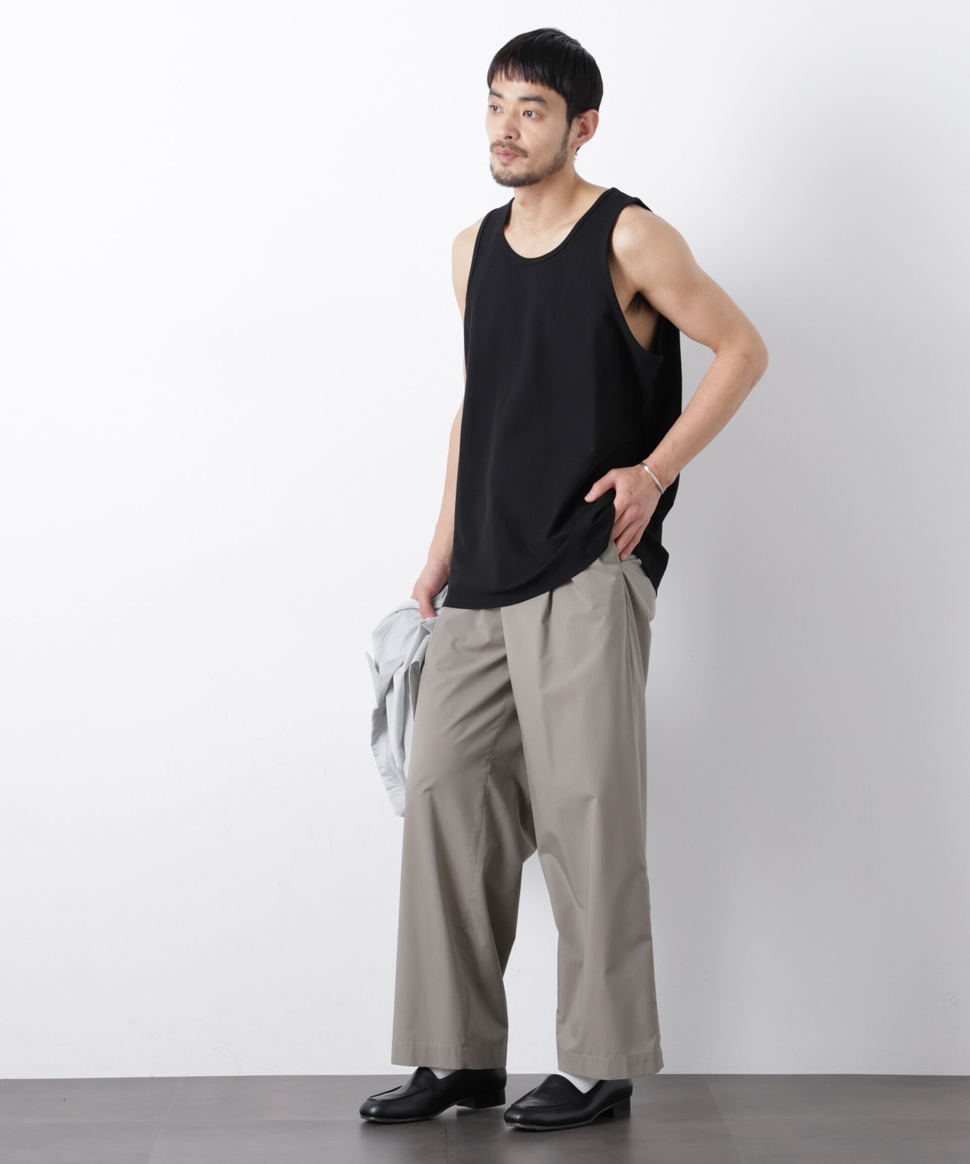 NANO universe「｢Meaningful Continuity｣coveross(R) ﾂｲﾙ調 冷感ﾌﾟﾚｰﾃｨﾝｸﾞ天竺 ﾀﾝ  」|Tシャツ・カットソー|