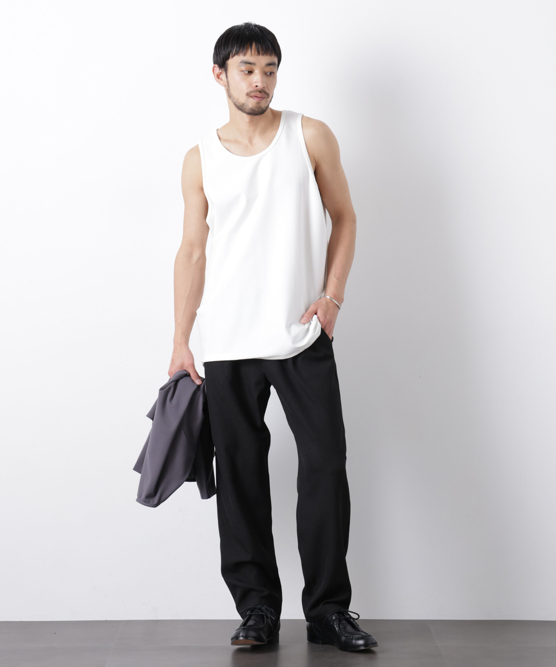NANO universe「｢Meaningful Continuity｣coveross(R) ﾂｲﾙ調 冷感ﾌﾟﾚｰﾃｨﾝｸﾞ天竺 ﾀﾝ  」|Tシャツ・カットソー|