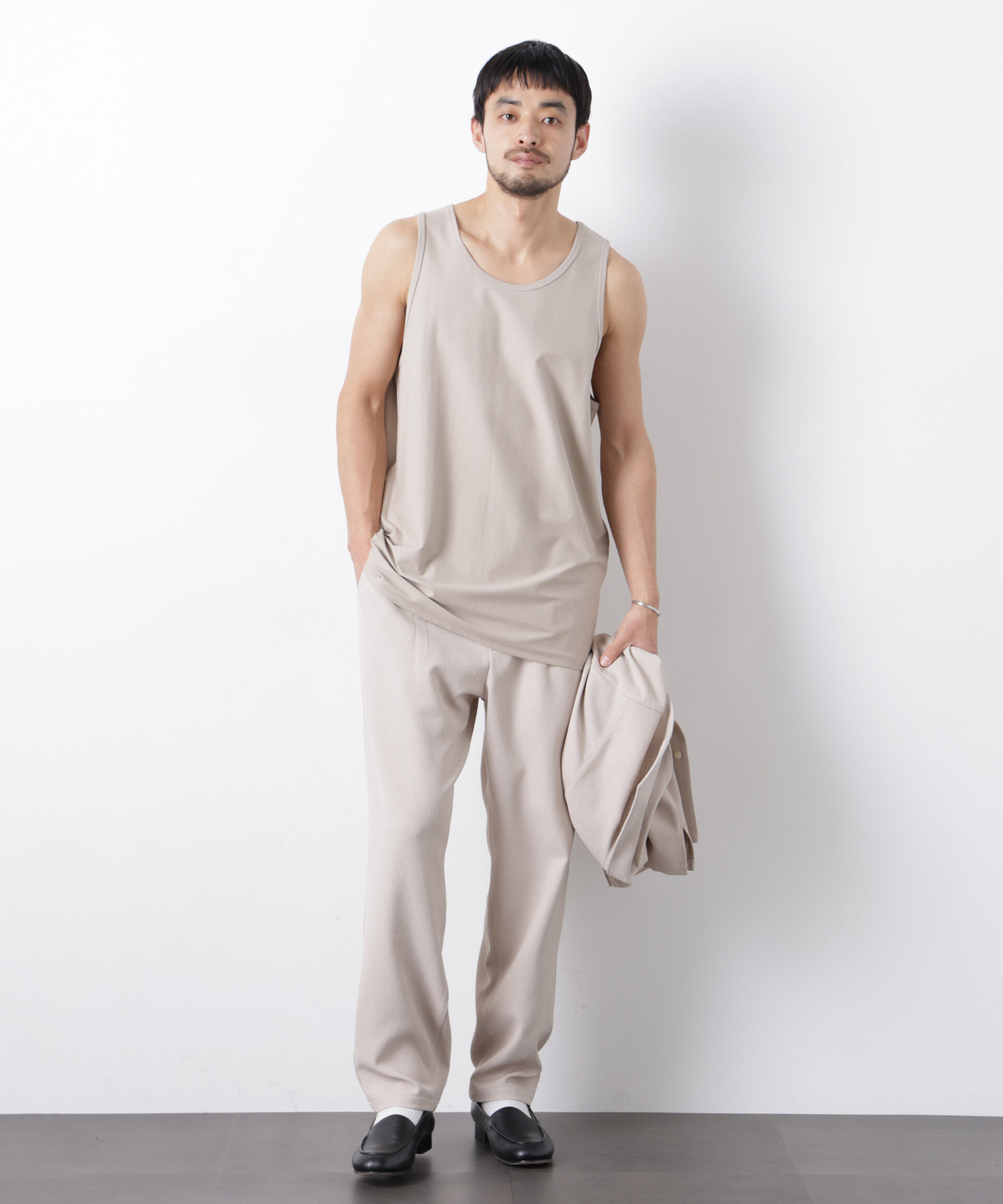 NANO universe「｢Meaningful Continuity｣coveross(R) ﾂｲﾙ調 冷感ﾌﾟﾚｰﾃｨﾝｸﾞ天竺 ﾀﾝ  」|Tシャツ・カットソー|