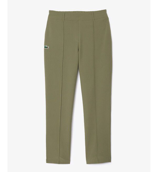 LACOSTE「UPF30+ UVカット センタークリース ストレッチテーパードスリムパンツ / ゴルフパンツ」|チノ|