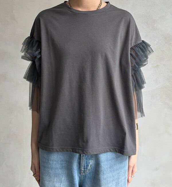  「【WEB限定】チュールフリルスリーブTEE」|Tシャツ・カットソー|