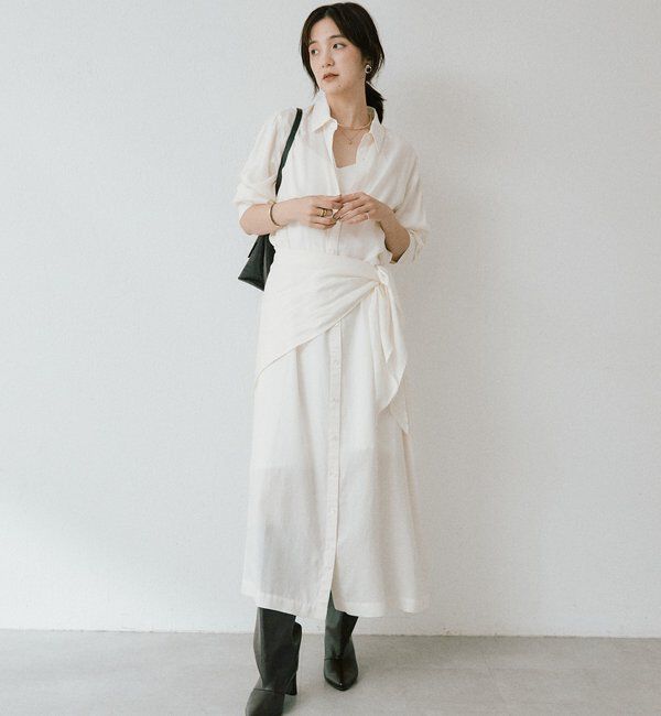 「ストール付ロングシャツOP」|ワンピース|