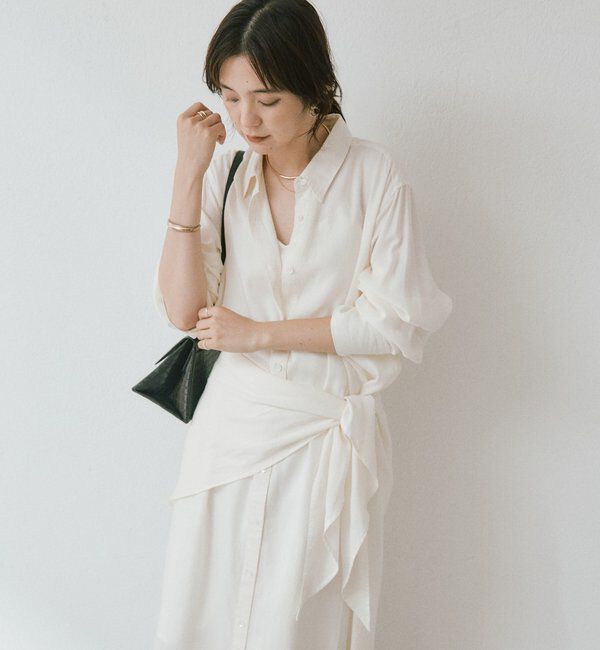  「ストール付ロングシャツOP」|ワンピース|