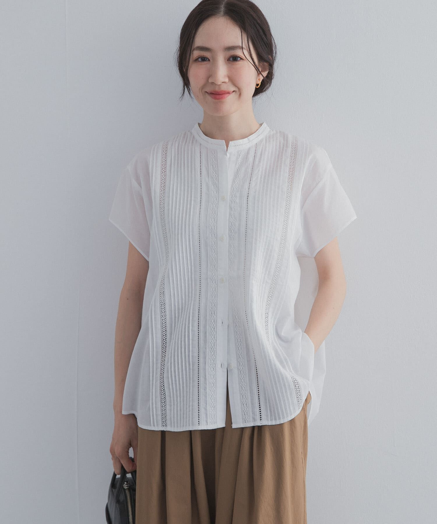 URBAN RESEARCH DOORS「コットンレース切替ブラウス」|シャツ・ブラウス|