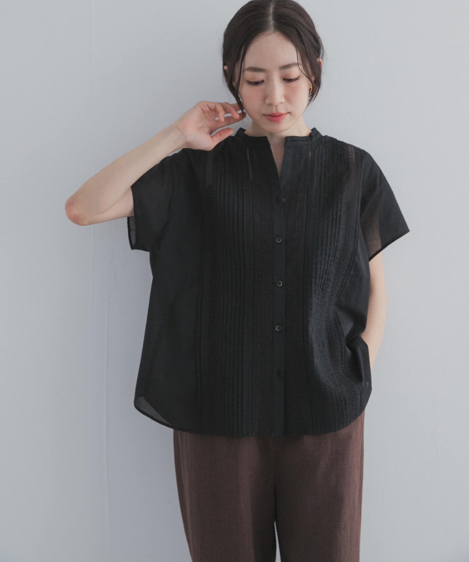 URBAN RESEARCH DOORS「コットンレース切替ブラウス」|シャツ・ブラウス|