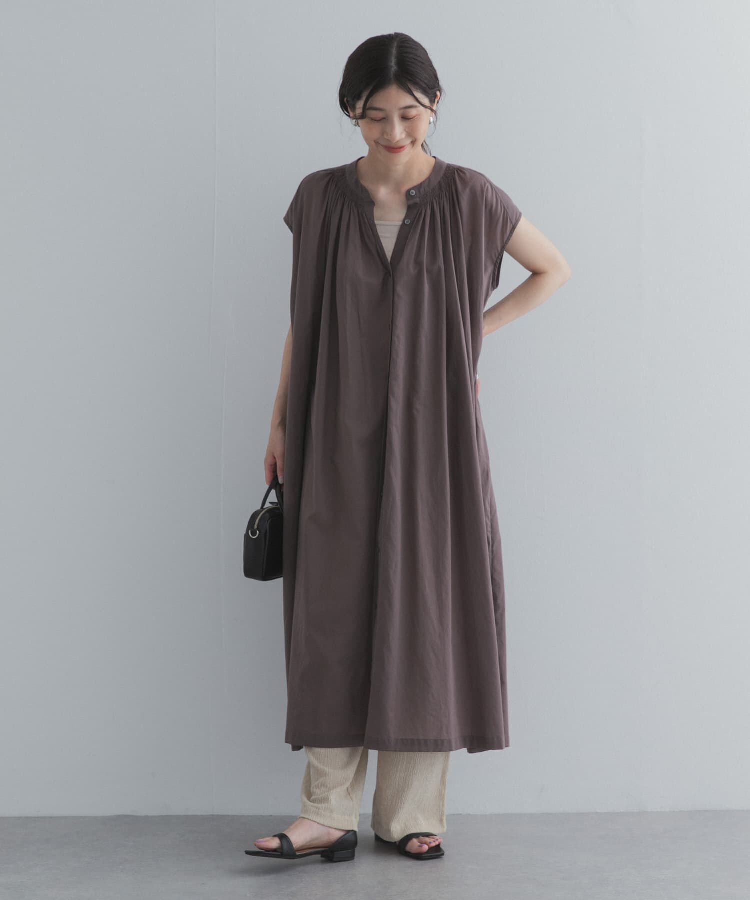 URBAN RESEARCH DOORS「コットンボイルギャザーフレンチワンピース」|ワンピース|