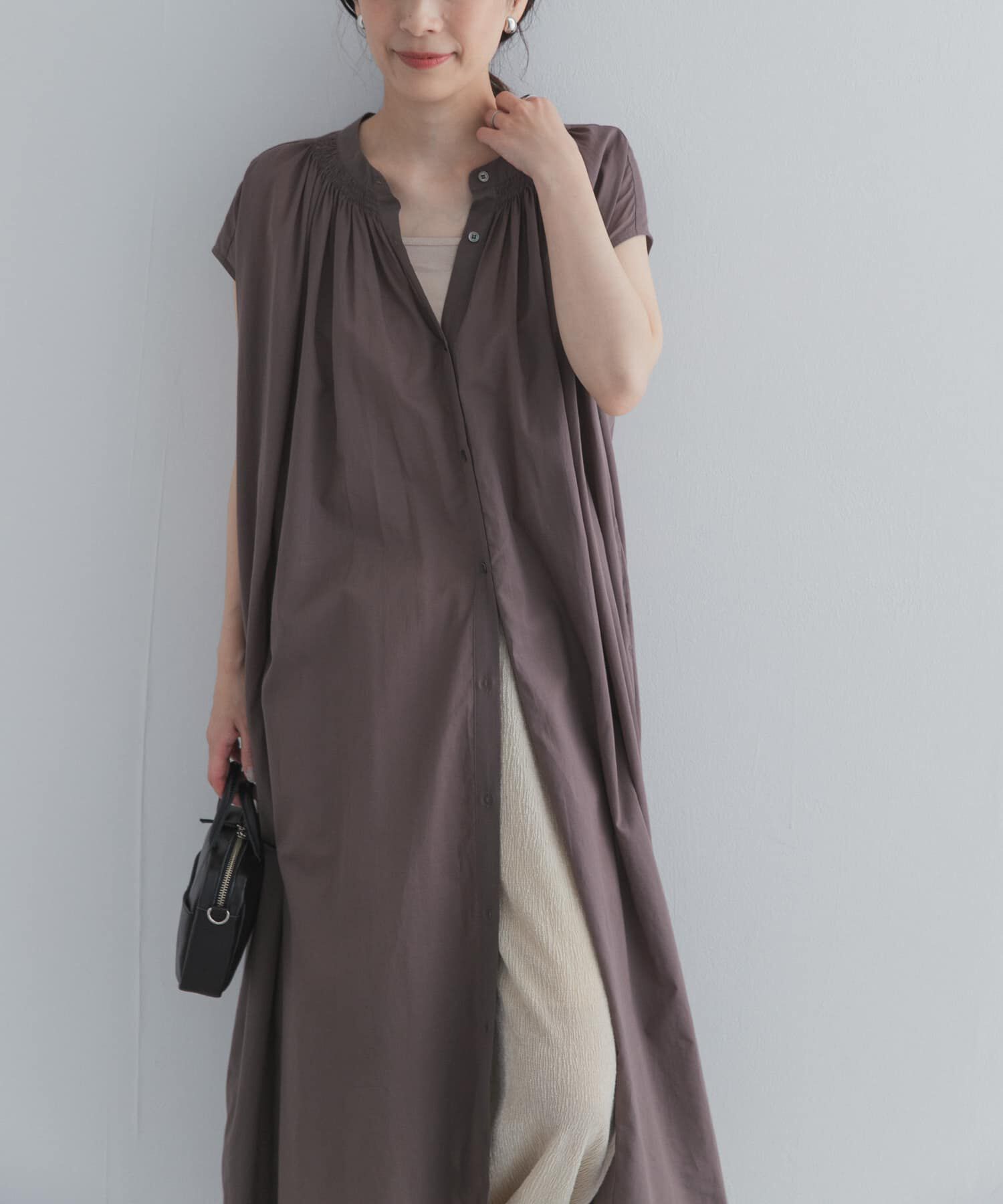 URBAN RESEARCH DOORS「コットンボイルギャザーフレンチワンピース」|ワンピース|