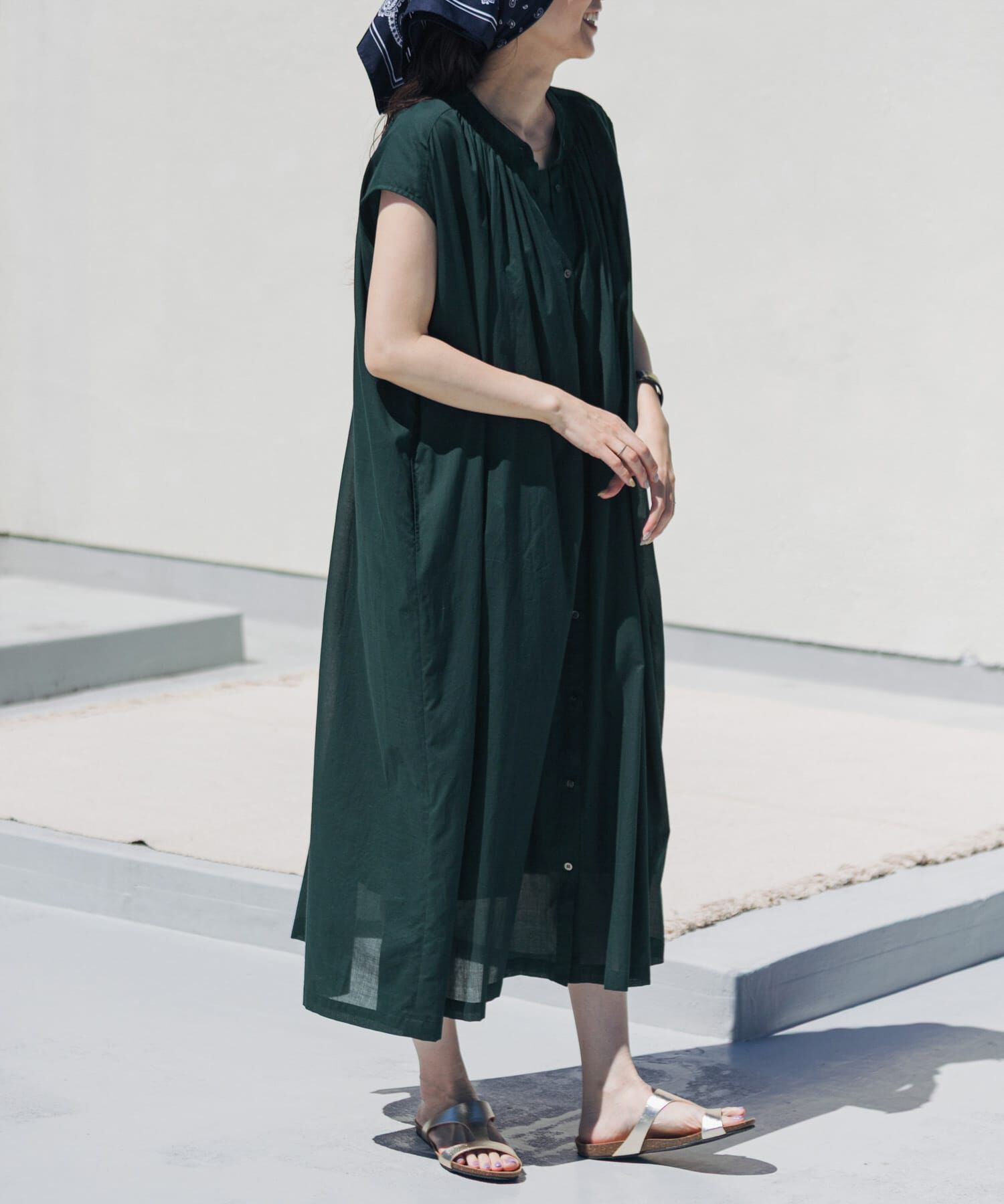 URBAN RESEARCH DOORS「コットンボイルギャザーフレンチワンピース」|ワンピース|