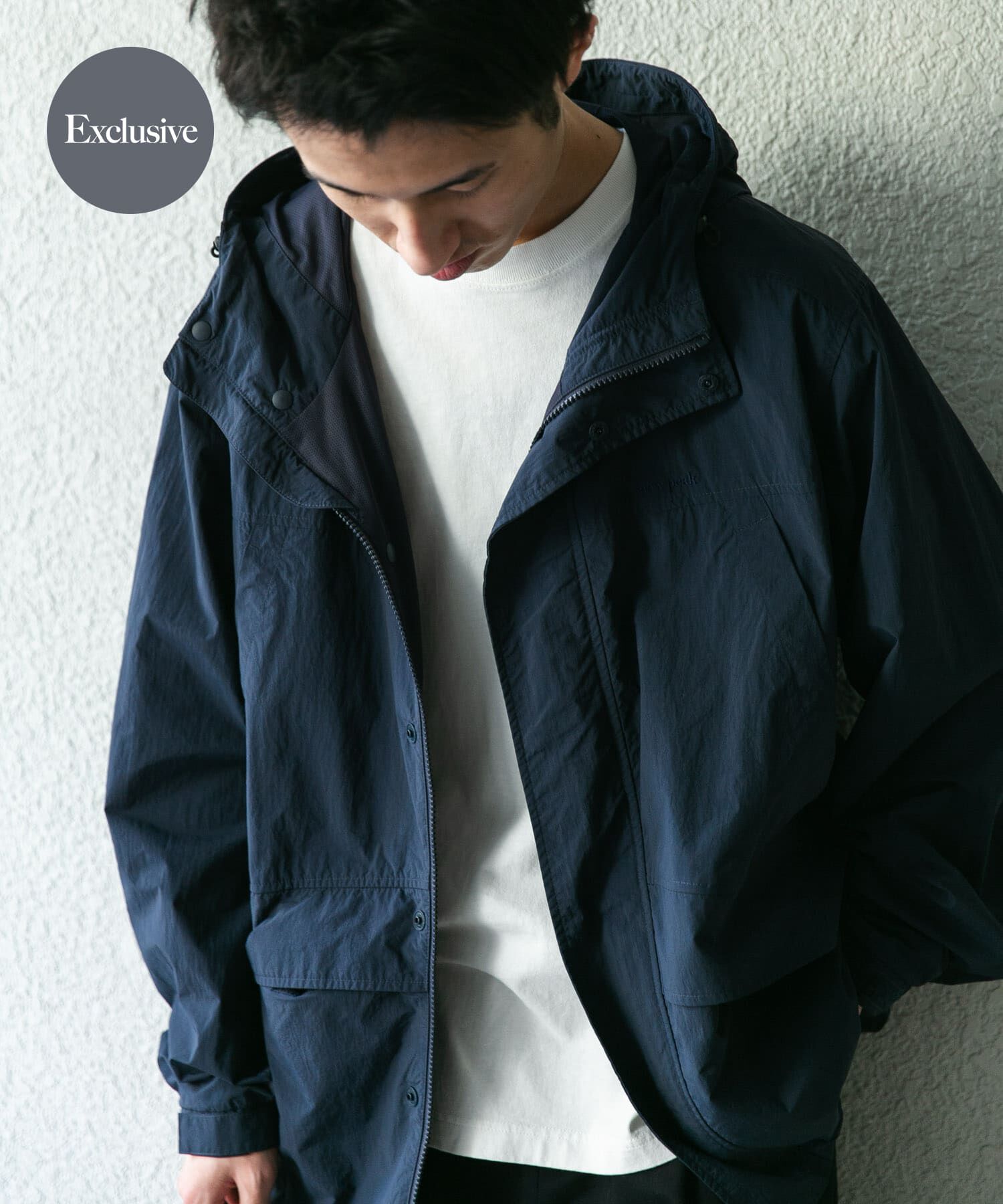 URBAN RESEARCH DOORS「『別注』Snow Peak Apparel&times;DOORS　NYLON TUSSAH PARKA」|ノーカラーコート|ネイビー
