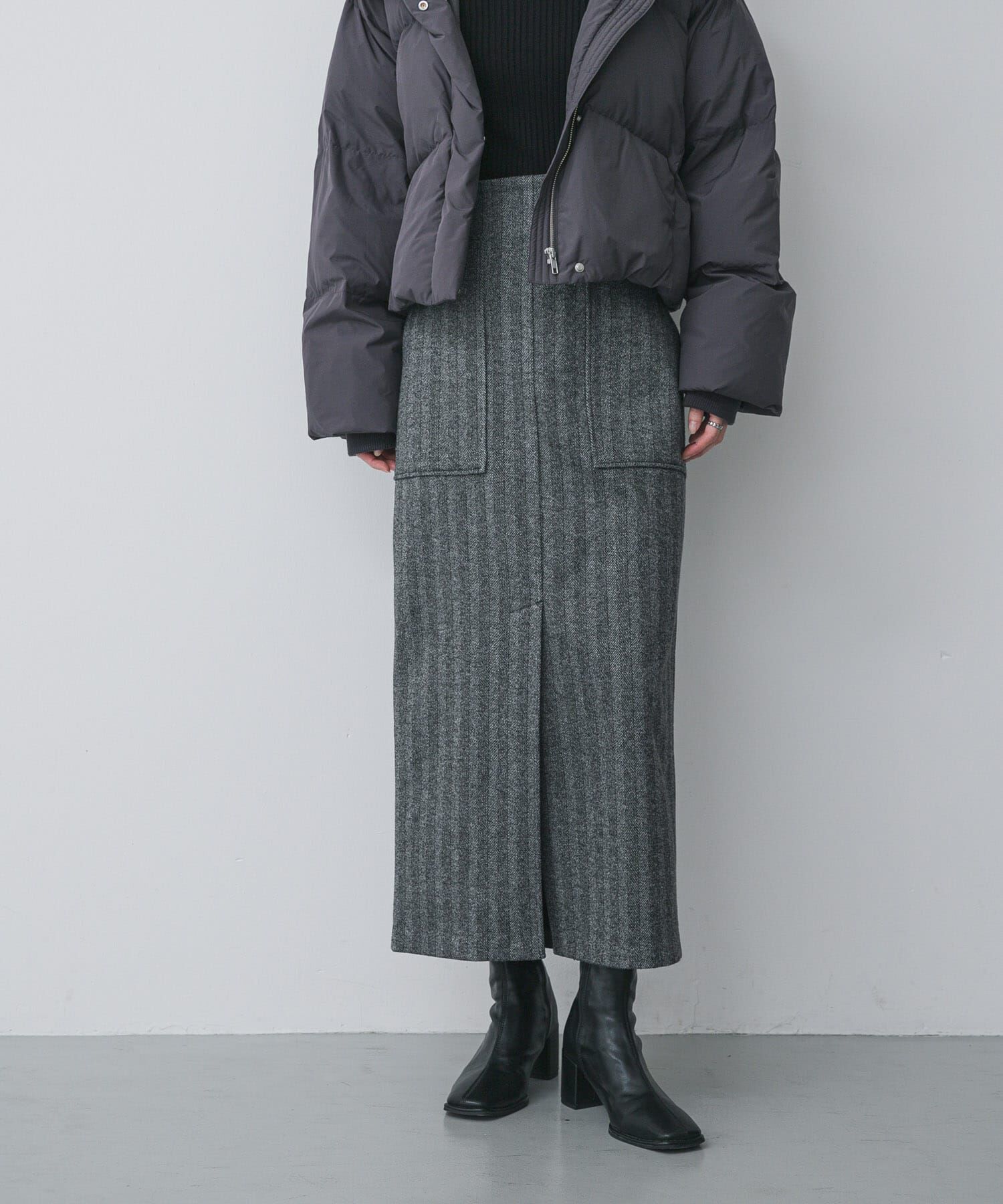 SENSE OF PLACE by URBAN RESEARCH「『XS, TALLサイズ/WEB限定』ジャージーメルトンアウトポケットスカート」|スカート|ブラック系その他