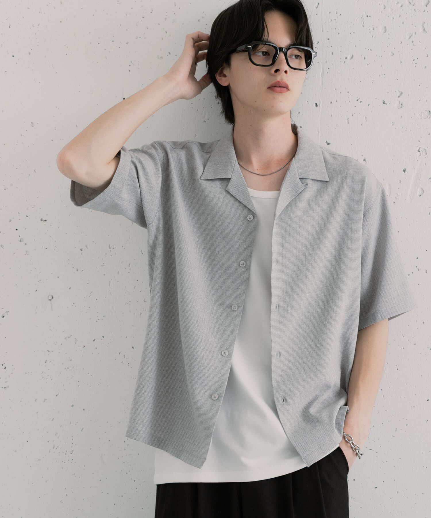 SENSE OF PLACE by URBAN RESEARCH「リネンライクマイクロチェックオープンカラーシャツ」|シャツ・ブラウス|