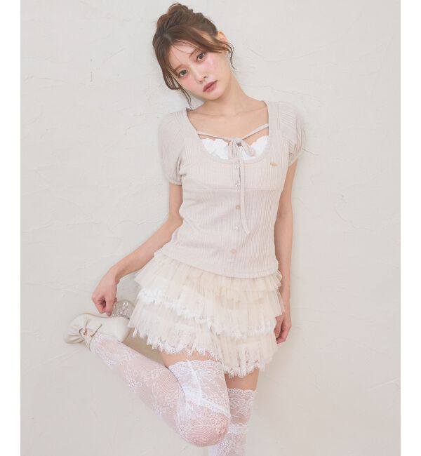  「チュールレースフリルミニスカパン」|スカート|
