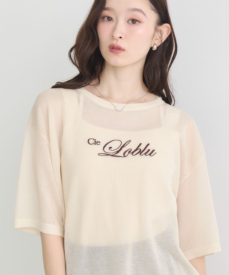 earth music&ecology「【接触冷感】ロゴ刺繍シアープルオーバー」|ニット・セーター|Light beige