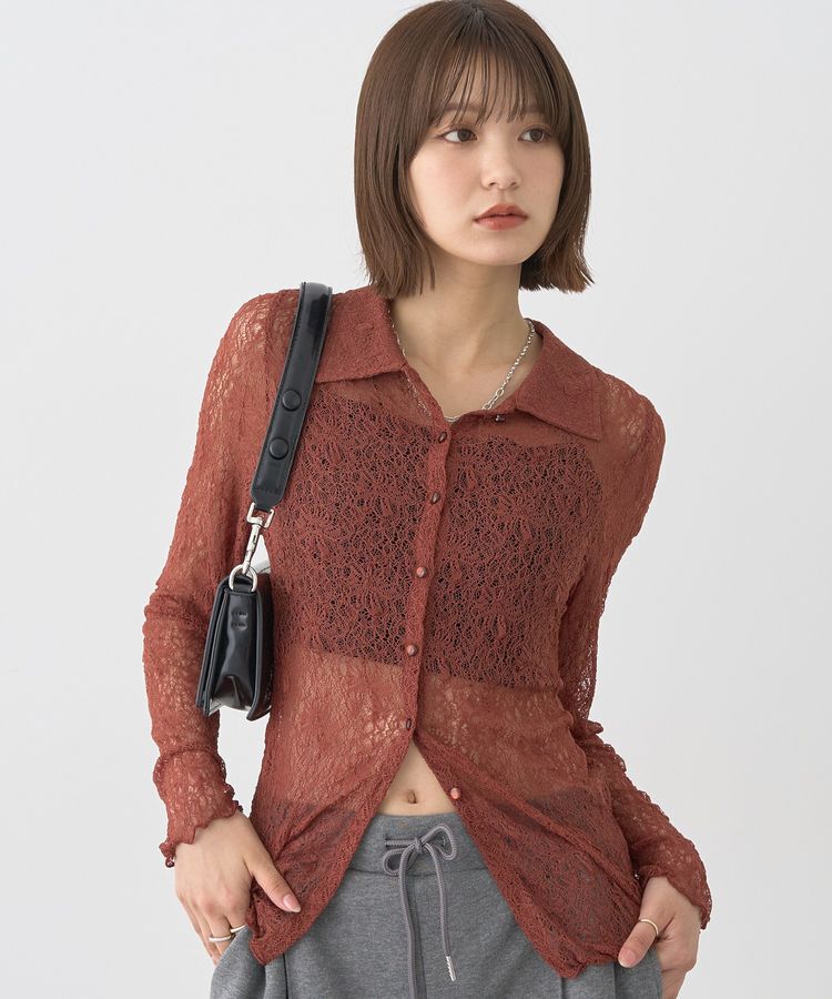 earth music&ecology「ストレッチレースシャツ」|シャツ・ブラウス|