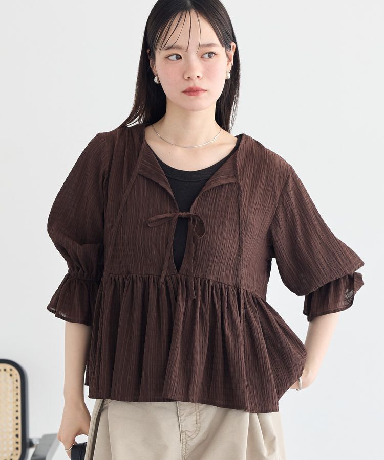 earth music&ecology「アソートラッフルブラウス」|シャツ・ブラウス|Brown