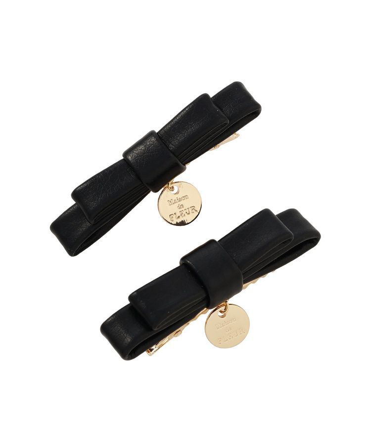 Maison de FLEUR「【2個セット】フェイクレザーリボンクリップセット」|その他|