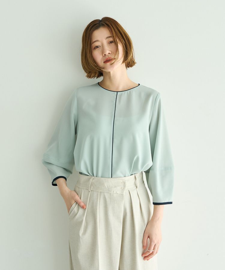 YECCA VECCA「配色パイピングブラウス」|シャツ・ブラウス|Mint