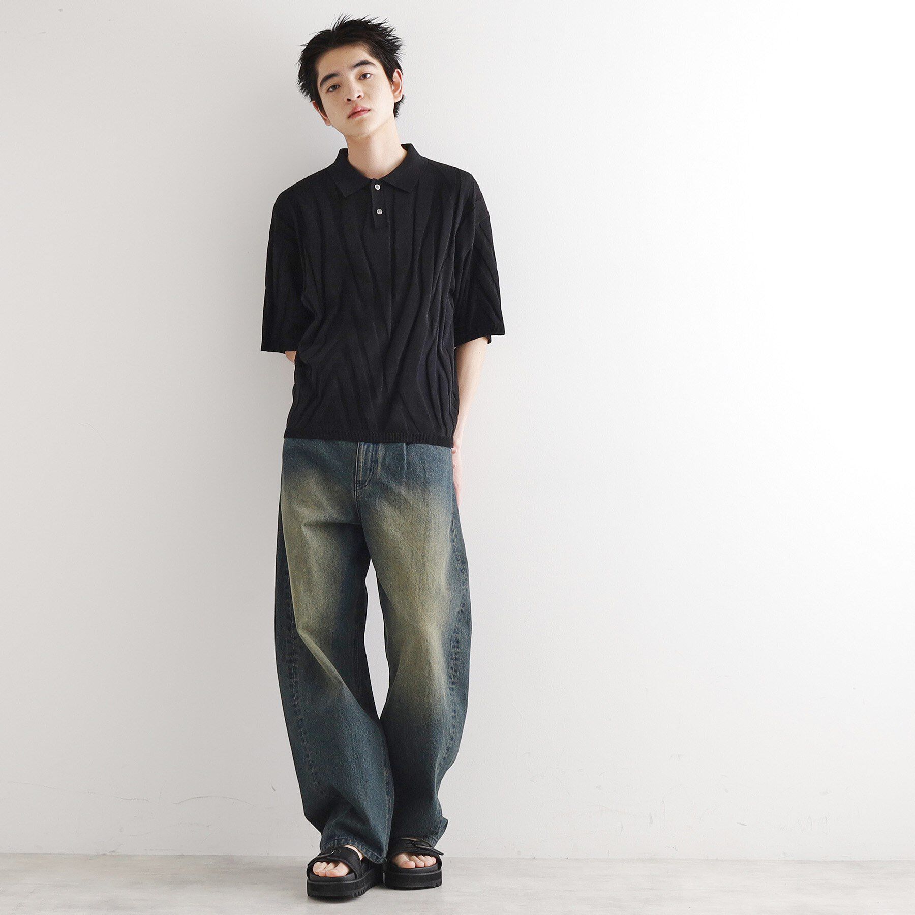 tk.TAKEO KIKUCHI「◆ジャカードニットポロ」|ニット・セーター|
