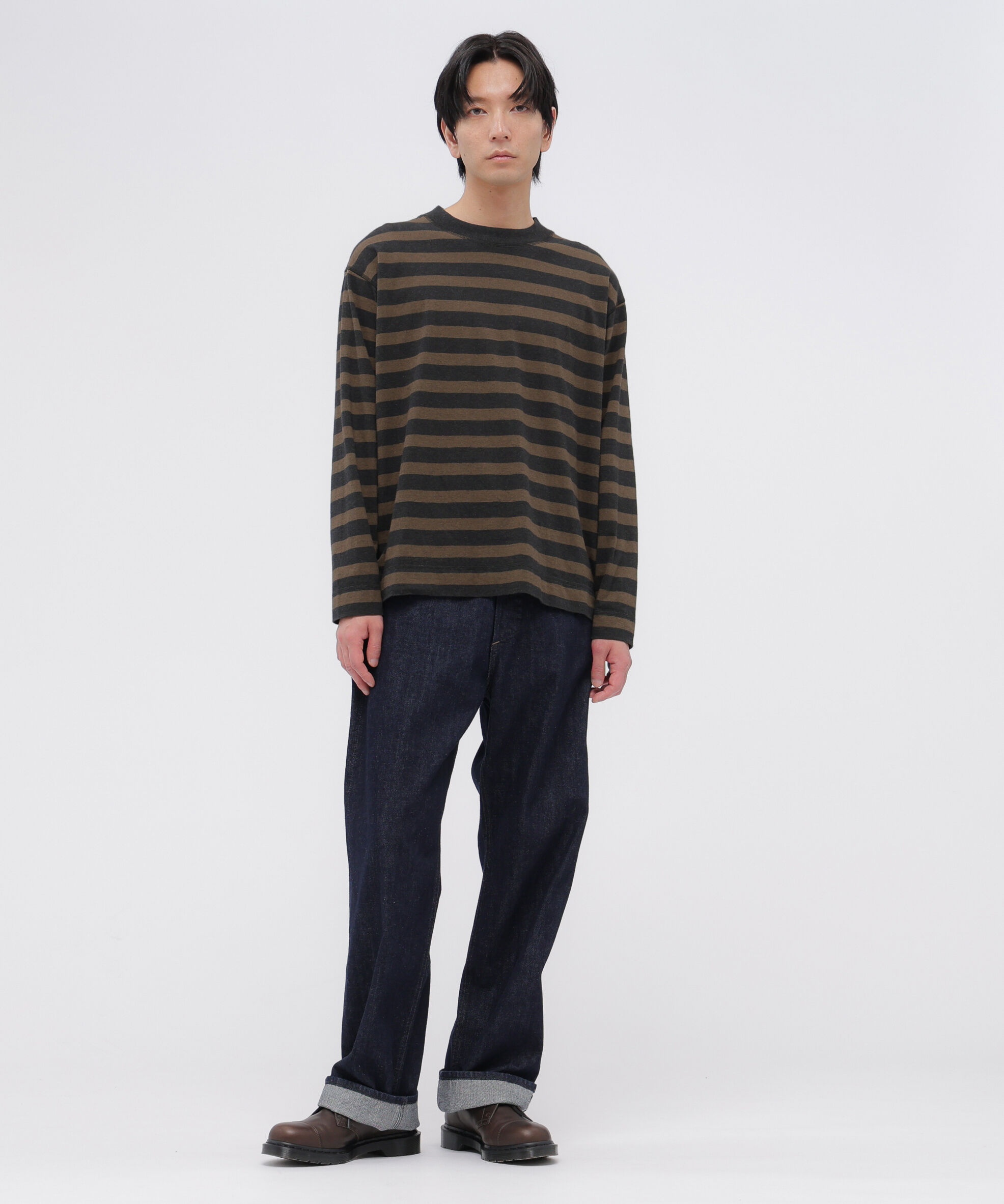MHL.「LIGHT COTTON MELANGE STRIPE TOP」|Tシャツ・カットソー|