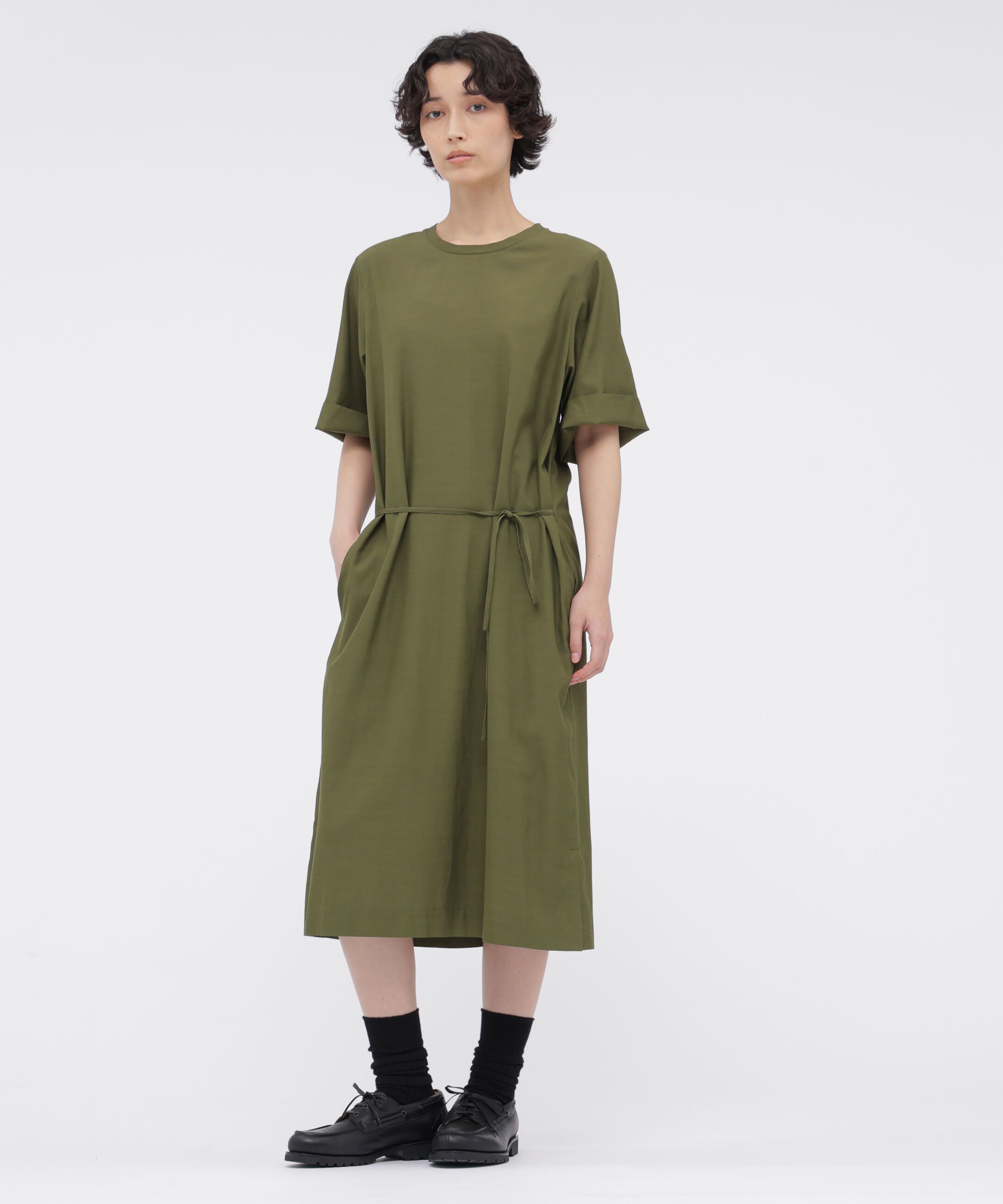  「FLUID COTTON BLEND DRESS」|ワンピース|GREEN