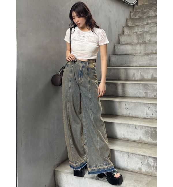 MURUA「クロップドシアーベロアTシャツ」|Tシャツ・カットソー|