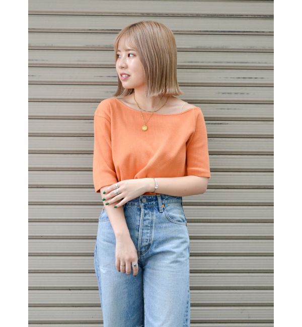 Ungrid「ワンショルテレコTee」|Tシャツ・カットソー|オレンジ