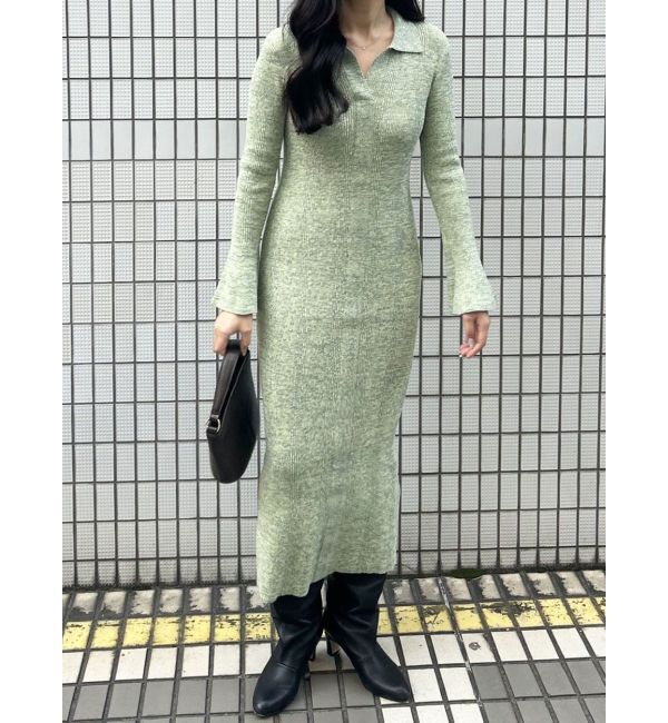 LAGUNAMOON「メランジフレアカフスニットワンピース」|ワンピース|