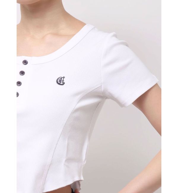 EVRIS「ハーフスリーブワンポイントヘンリーネックトップス」|Tシャツ・カットソー|