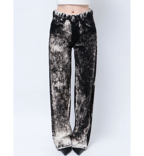GYDA「ハイウエスト Tie Dyeワイドデニムパンツ」|デニム|