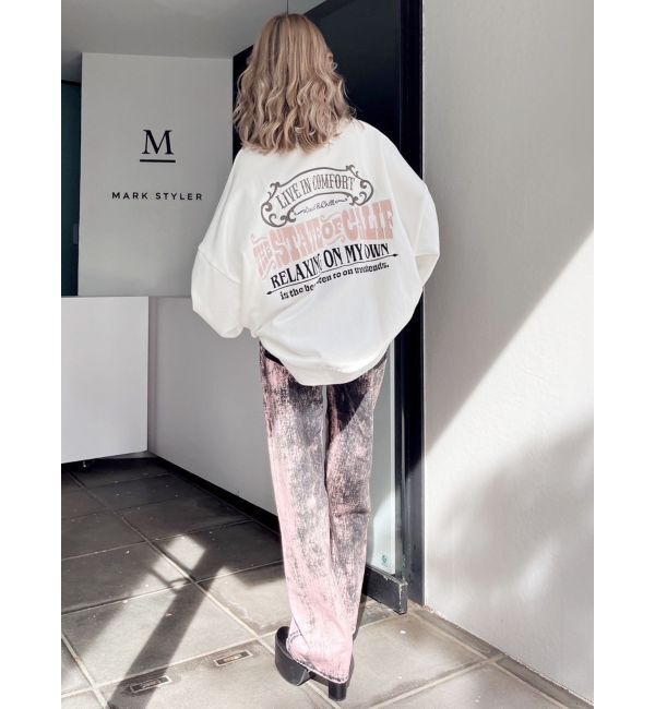 GYDA「ハイウエスト Tie Dyeワイドデニムパンツ」|デニム|