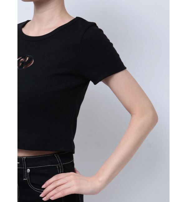 GYDA「GDカットアウトハーフスリーブテレコトップス」|Tシャツ・カットソー|
