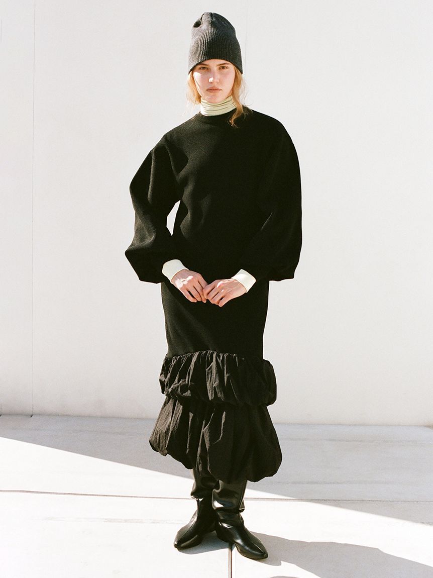 emmi atelier「ニットタフタドッキングOP」|ワンピース|