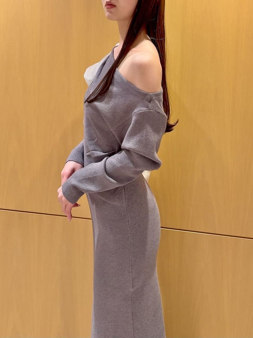 SNIDEL「ショルダーリボンニットワンピース」|ワンピース|
