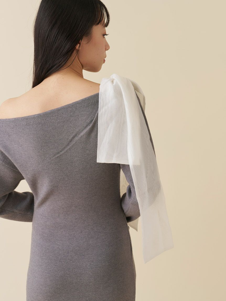 SNIDEL「ショルダーリボンニットワンピース」|ワンピース|