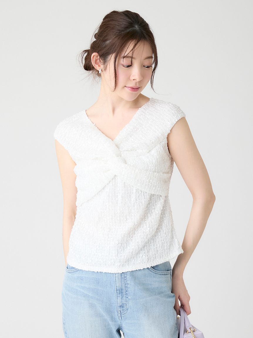 CELFORD「【洗える】ツイストオフショルレーストップス」|Tシャツ・カットソー|OWHT
