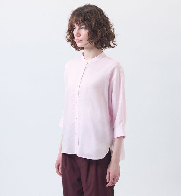 MACKINTOSH PHILOSOPHY「リネンミックスバンドカラーブラウス」|シャツ・ブラウス|