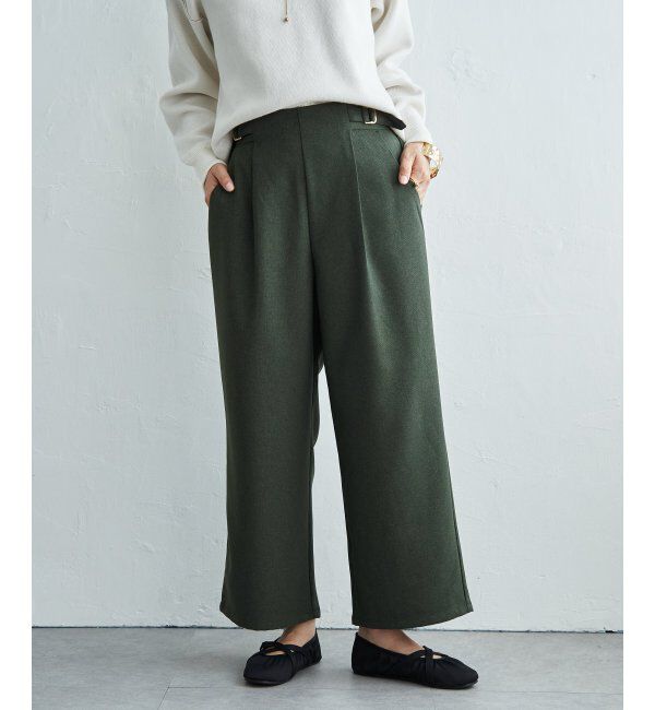 ikka「ウーリッシュツィルワイドパンツ」|その他|カーキ