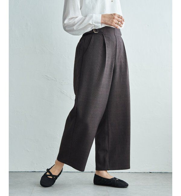 ikka「ウーリッシュツィルワイドパンツ」|その他|ダークブラウン