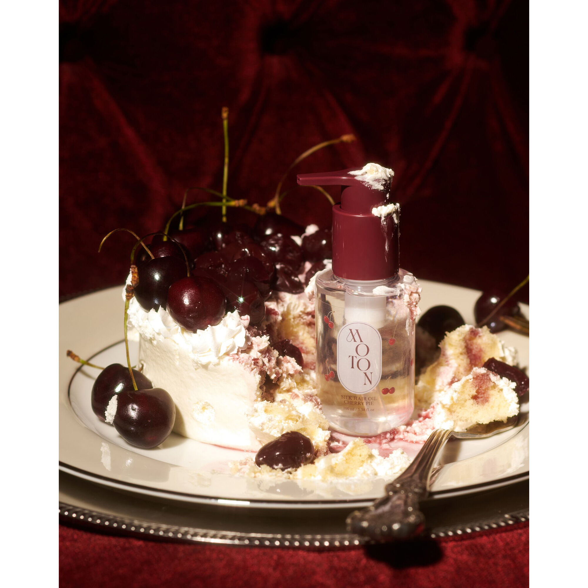  「MOTON シルクヘアオイル CHERRY PIE (100ml)」|洗い流さないトリートメント|