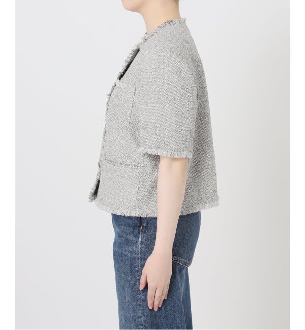 journal standard L'essage「GIOLICA ツイードメッシュショートスリーブ ジャケット」|ノーカラージャケット|